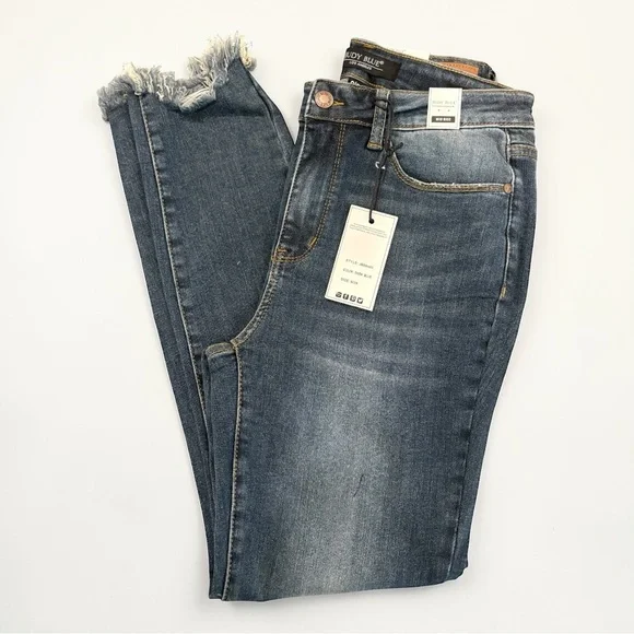 Judy Blue Size 9 / 29 "Fringe With Benefits" Shark Bite Mid-Rise Jeans 88400 NWT - Picture 1 of 11